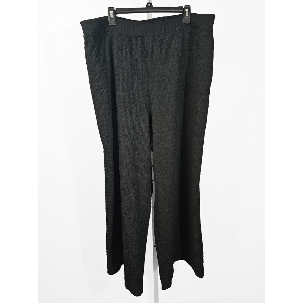Eloquii Size 18/20 Black Crinkle Crepe Wide Leg Pants Versatile Day to Night